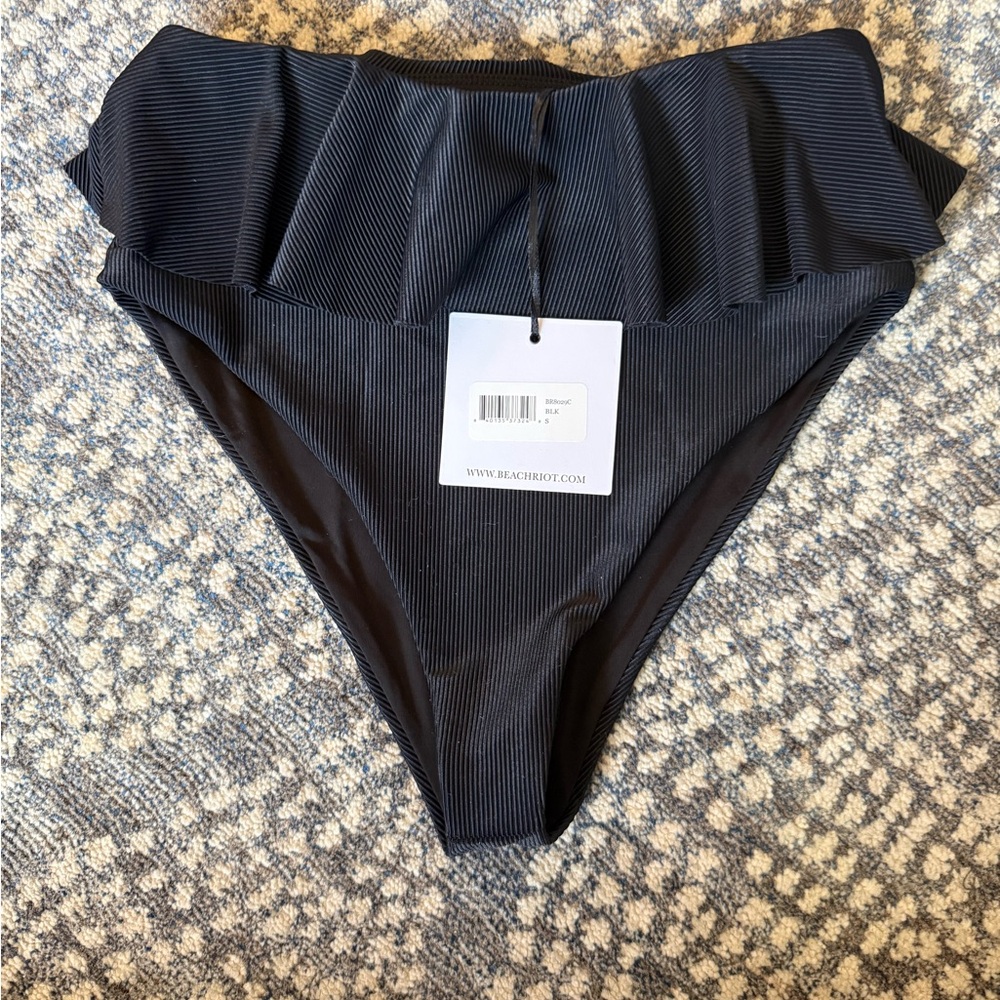 Beach Riot Black Ribbed Bikini Bottom - Picture 2 of 6